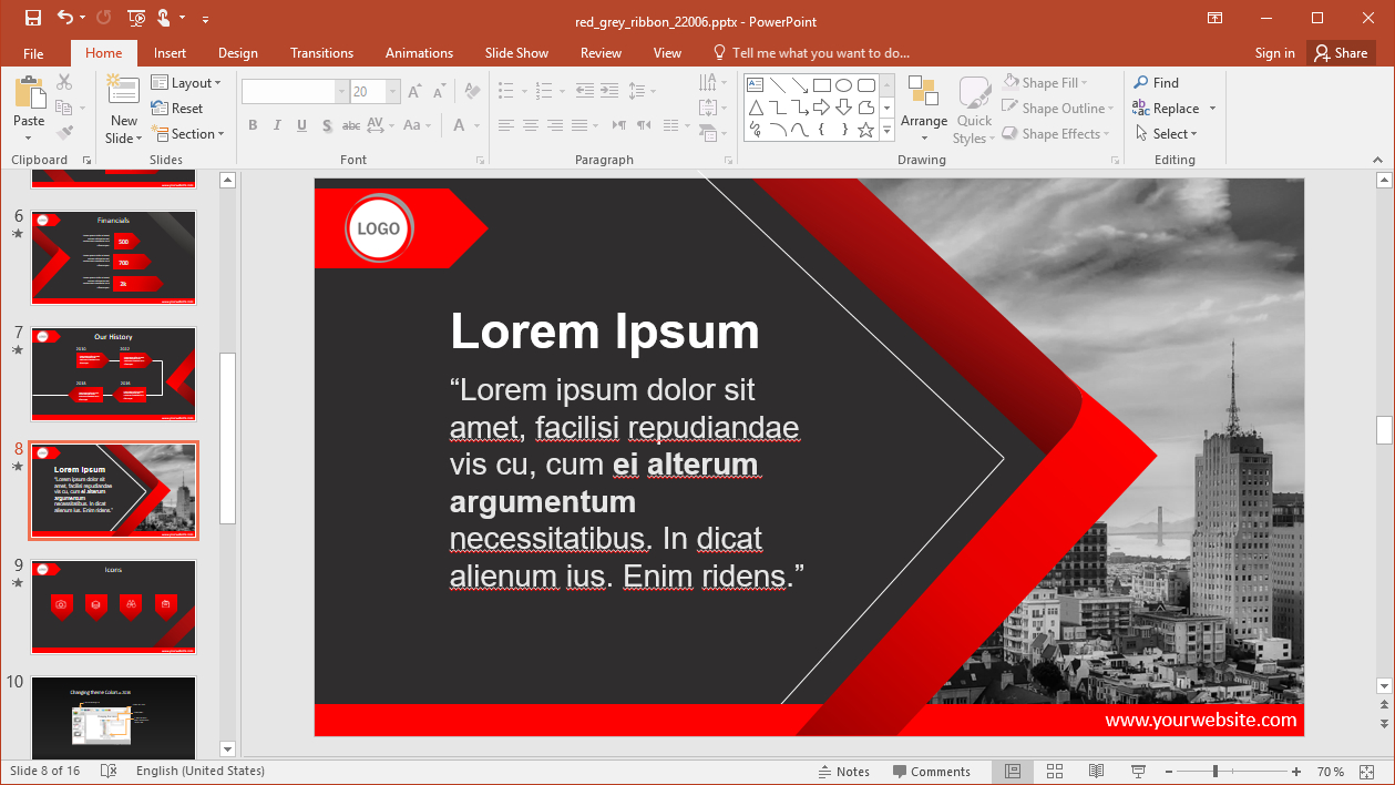 Animated Red Grey Powerpoint Template With Regard To Replace Powerpoint Template