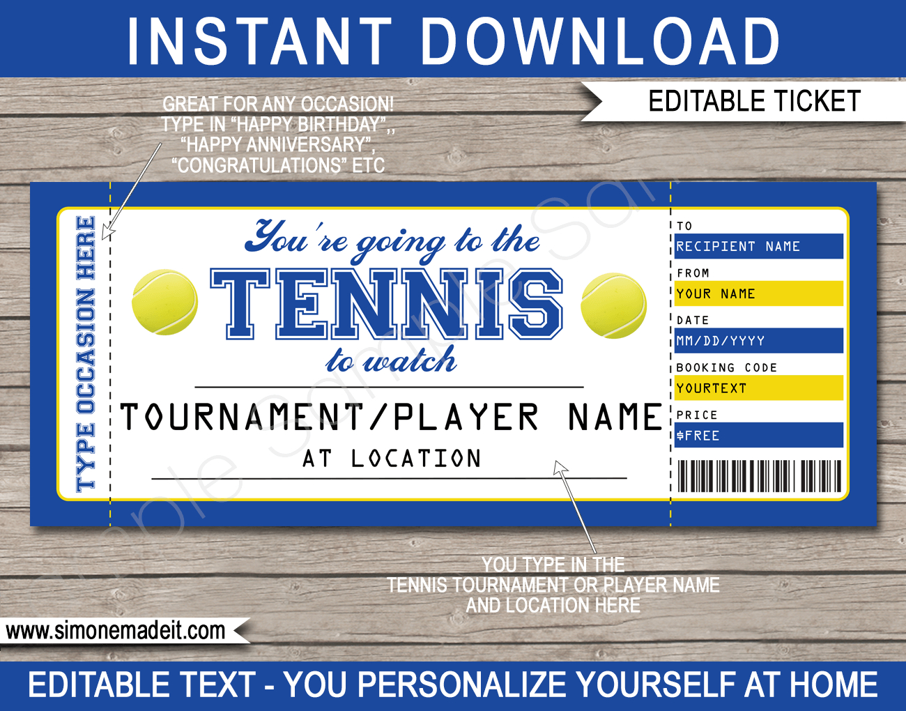Any Occasion Tennis Gift Tickets Inside Tennis Gift Certificate Template