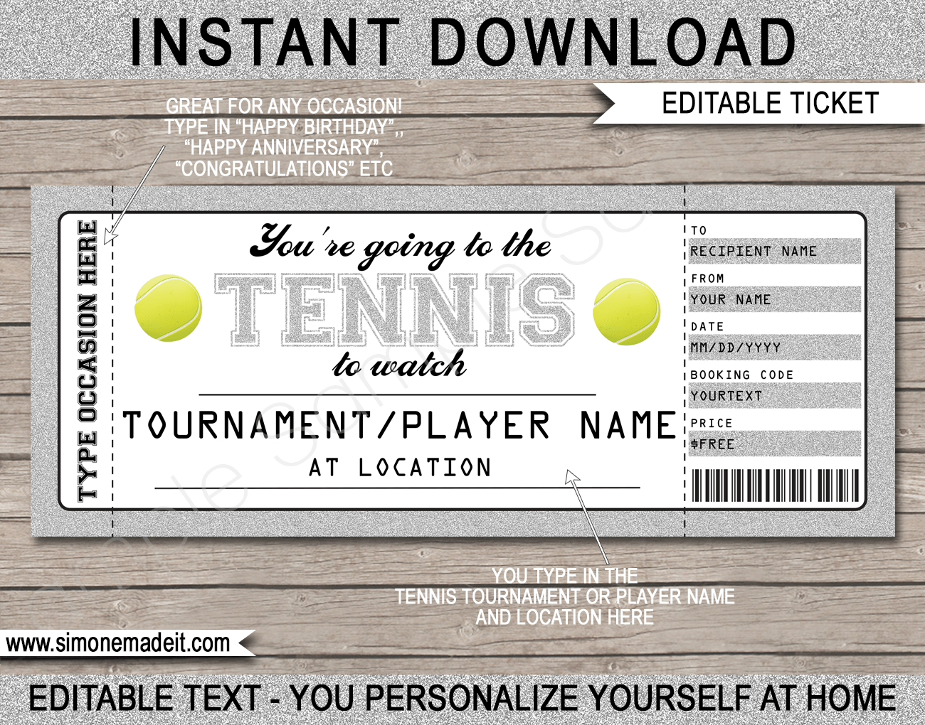 Any Occasion Tennis Gift Tickets Throughout Tennis Gift Certificate Template
