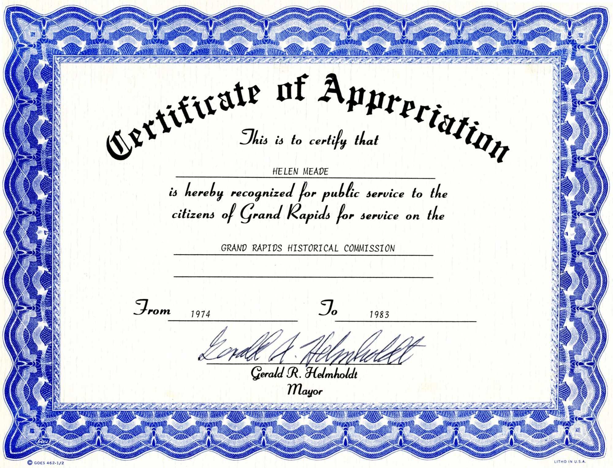 Appreciation Certificate Templates Free Download Inside Formal Certificate Of Appreciation Template