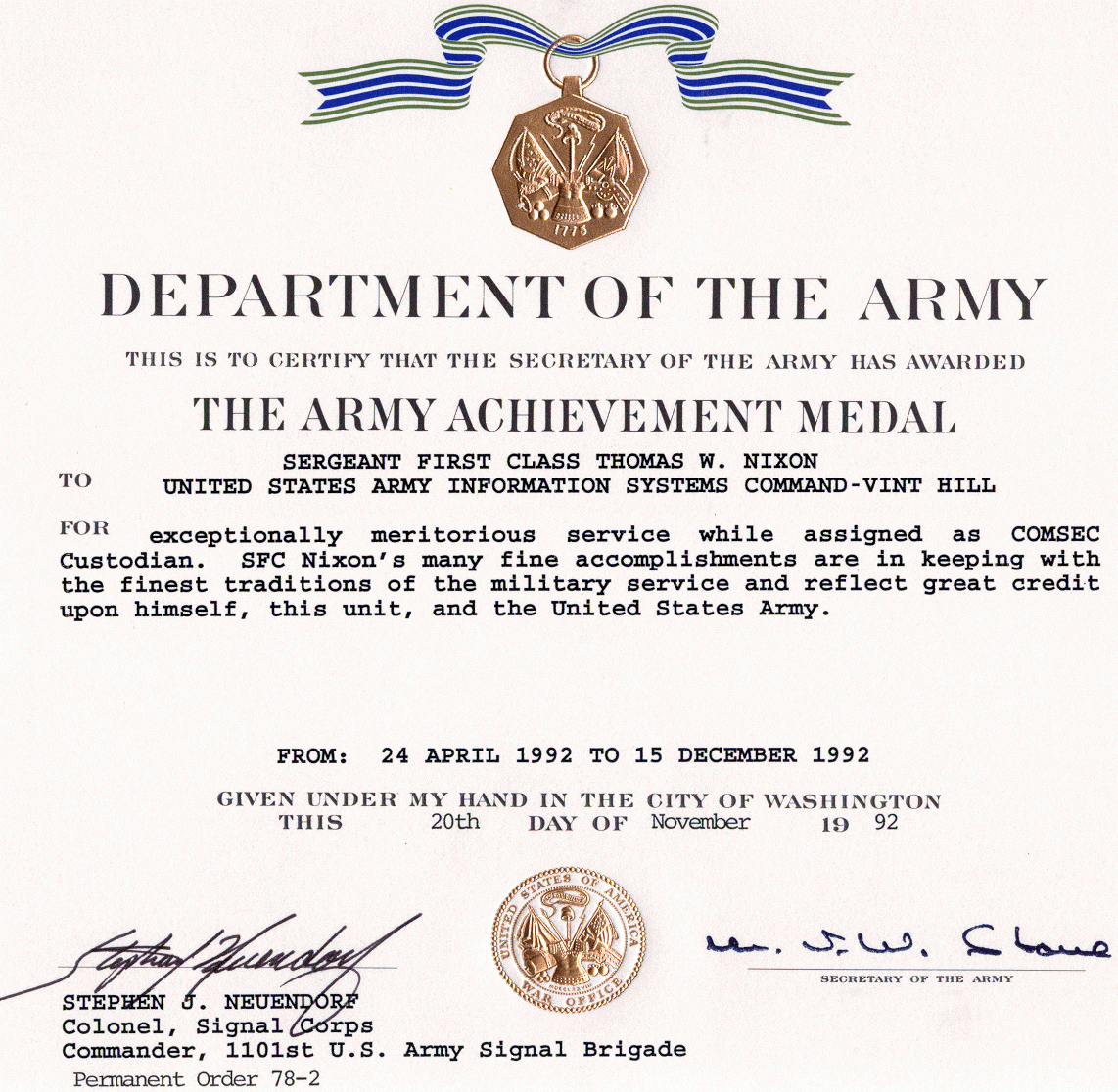 Army Achievement Medal For Army Certificate Of Appreciation Template
