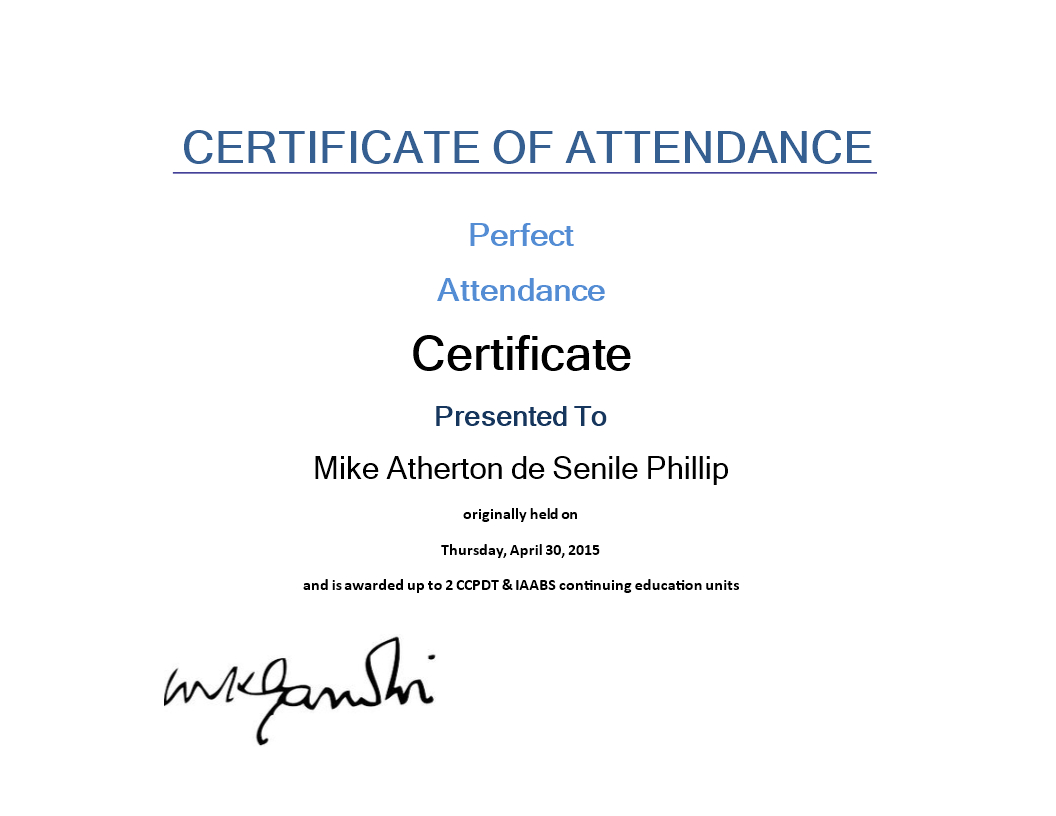 Attendance Certificate Sample | Templates At In Attendance Certificate Template Word