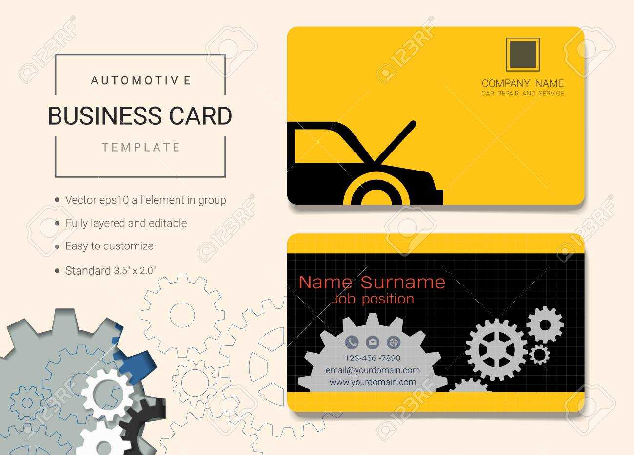Automotive Business Card Or Name Card Template. Simple Style.. With Automotive Business Card Templates