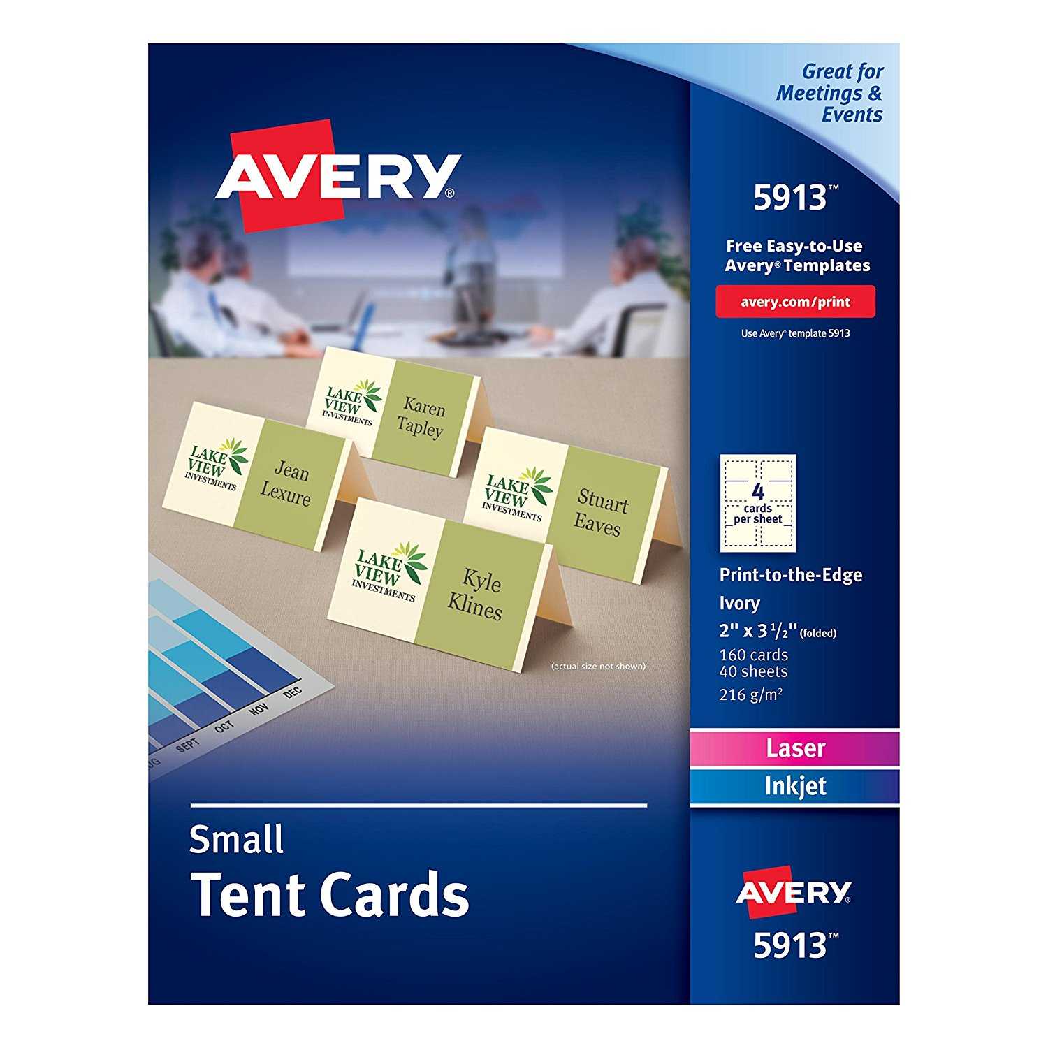 Avery Small Ivory Tent Cards, Laser/inkjet Printers, 2"x3 1/2", Pack Of 160  (5913) With Regard To Place Card Template 6 Per Sheet