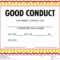 Award Certificate Good Conduct Stock Vector – Illustration In Good Conduct Certificate Template