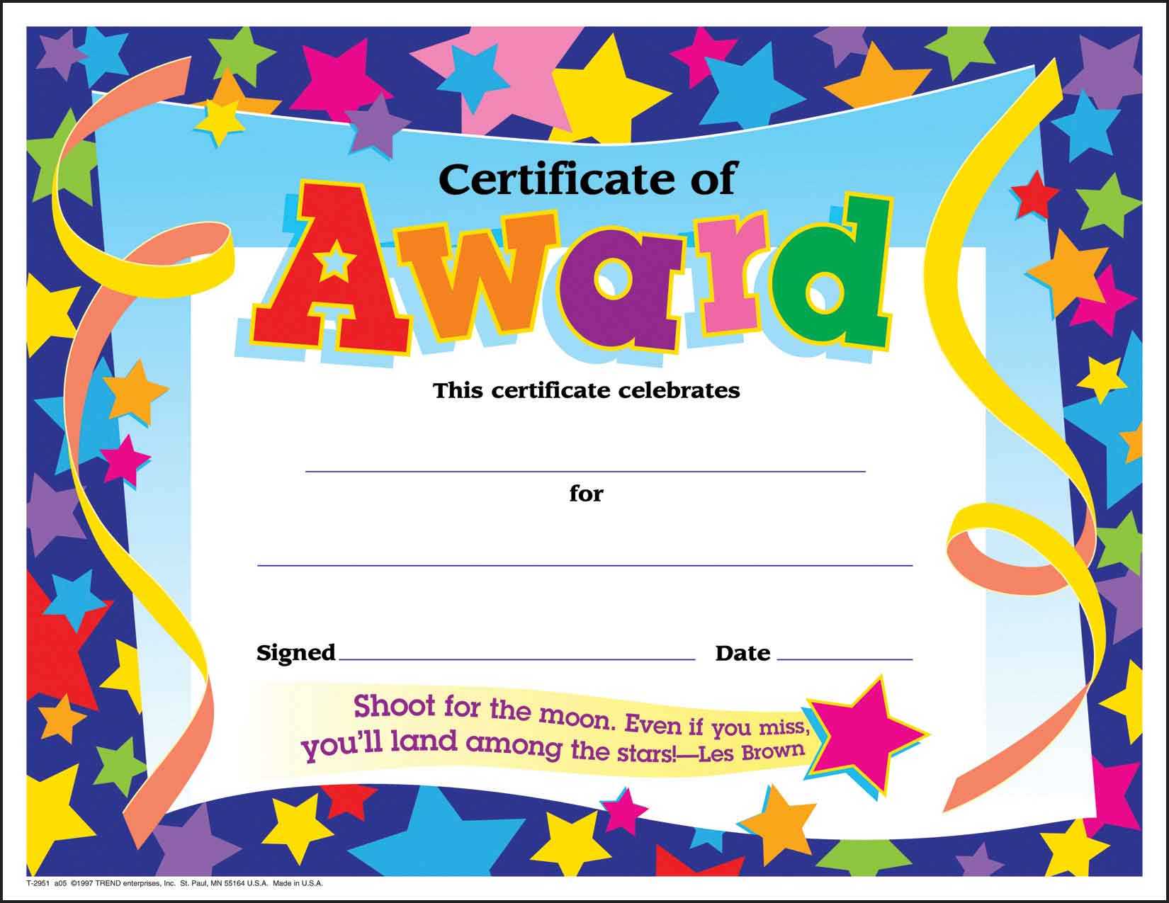 Award Certificate Templates For Kids – Calep.midnightpig.co Regarding Certificate Templates For School
