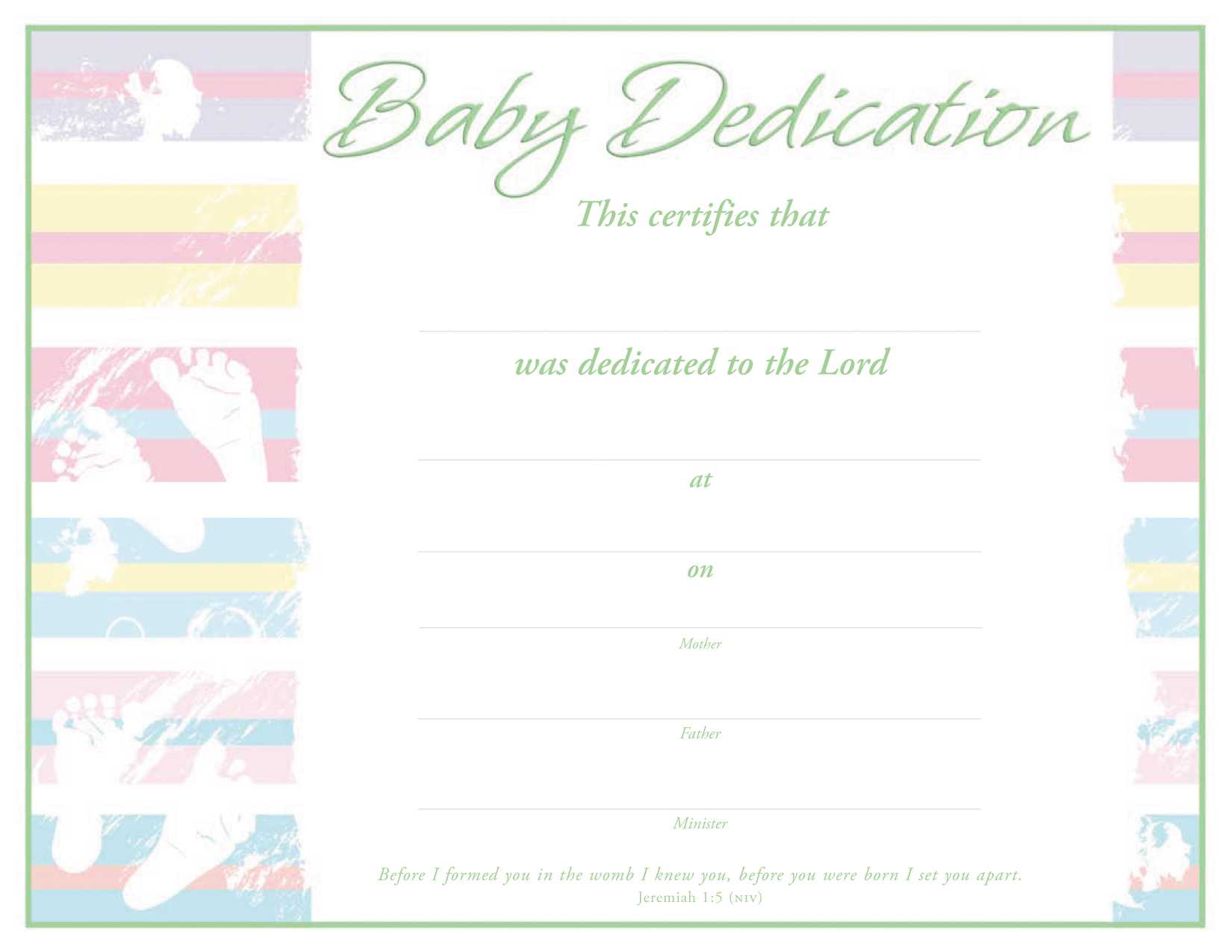 Baby Dedication Certificate – Certificate – Dedication Within Baby Dedication Certificate Template