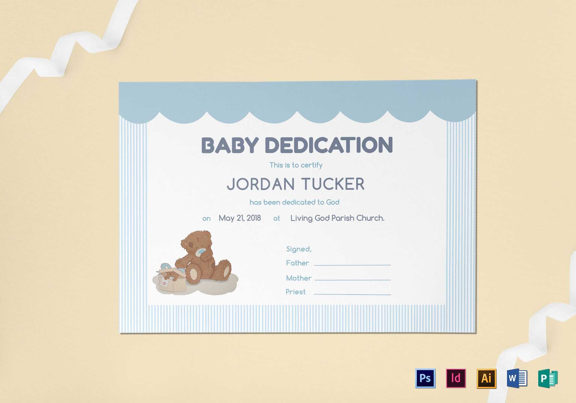 Baby Dedication Certificate Template For Baby Dedication Certificate Template