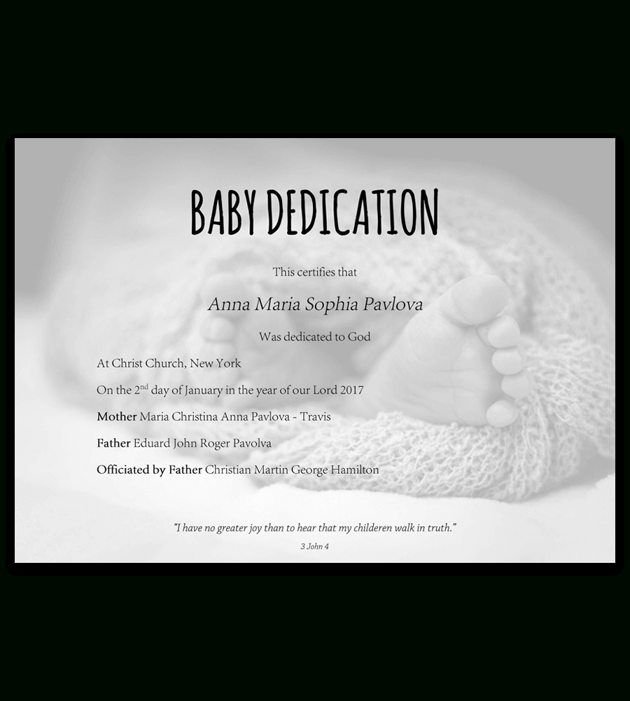 Baby Dedication Certificate Template For Word [Free Printable] Within Baby Christening Certificate Template