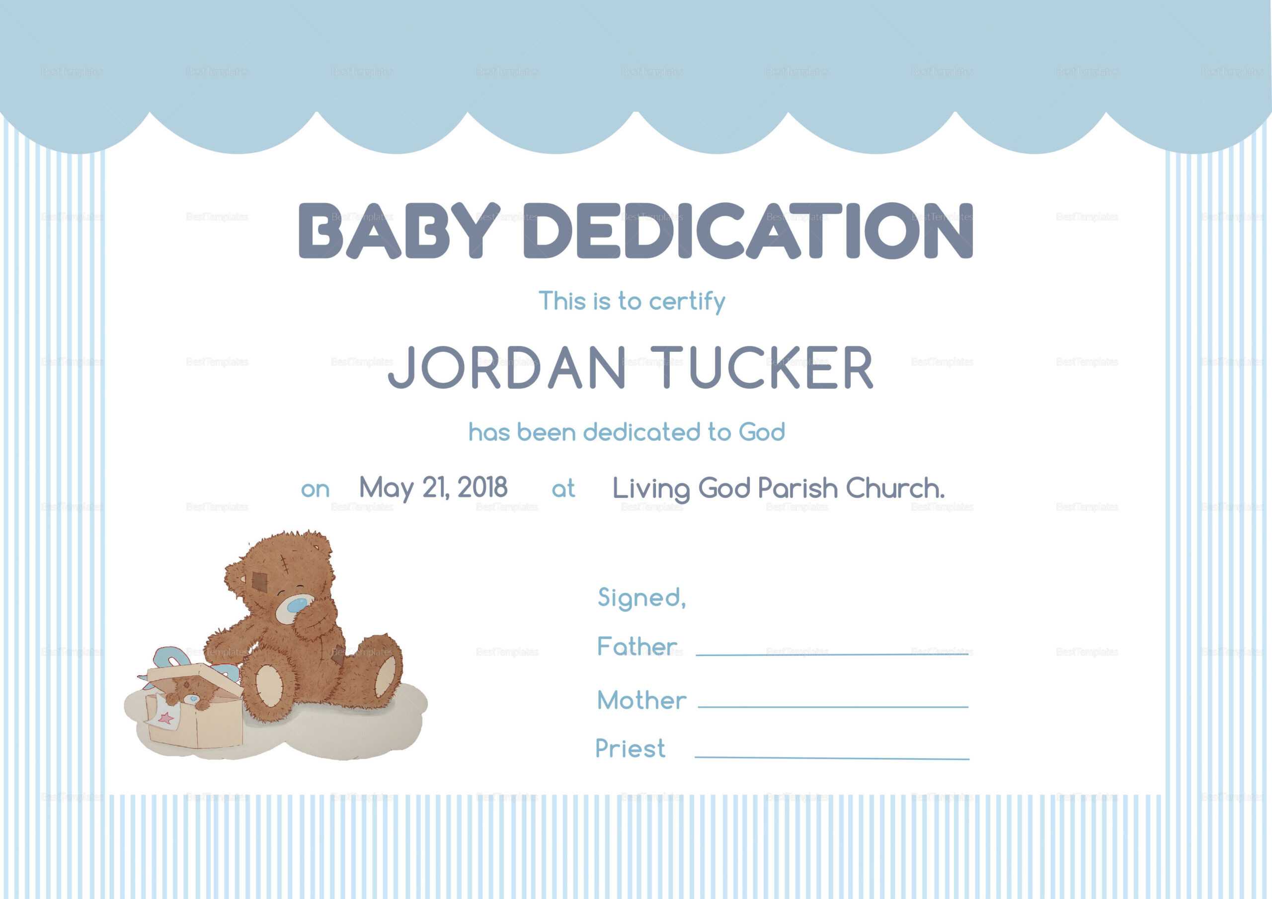 Baby Dedication Certificate Template Pertaining To Build A Bear Birth Certificate Template