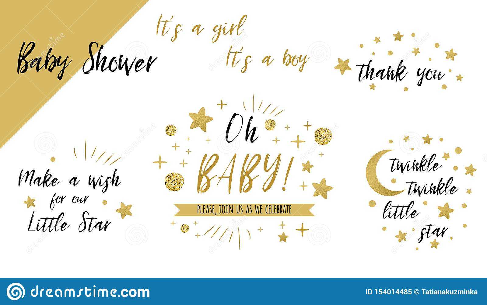 Baby Shower Set Gold Templates Twinkle Twinkle Little Star Inside Thank You Card Template For Baby Shower