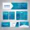 Banner, Flyers, Brochure, Business Cards, Gift Card Design Templates Set  With Geometric Triangular Blue Background. Corporate Identity Set, Regarding Advertising Cards Templates