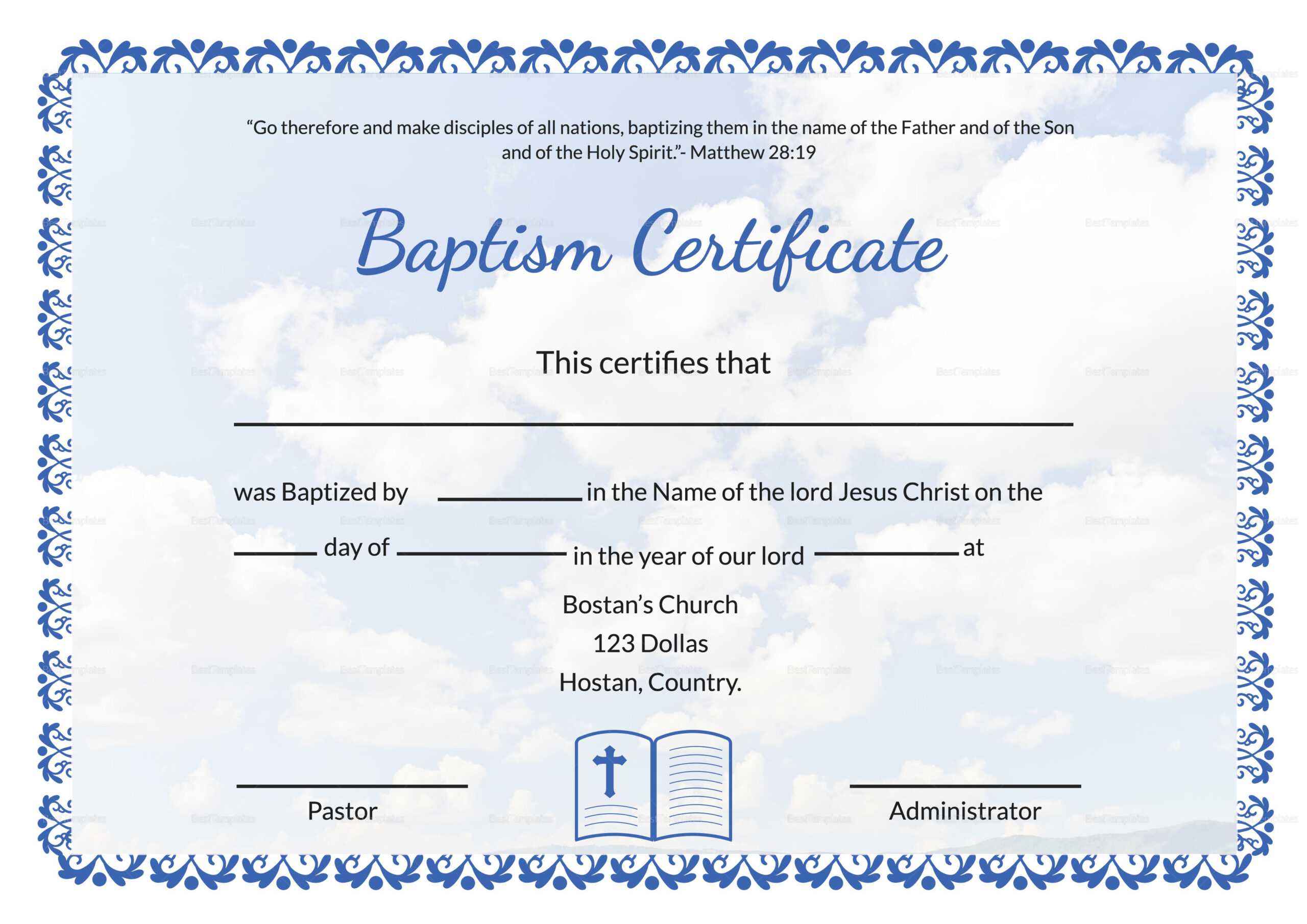 Baptism Certificate – Calep.midnightpig.co Throughout Baptism Certificate Template Download