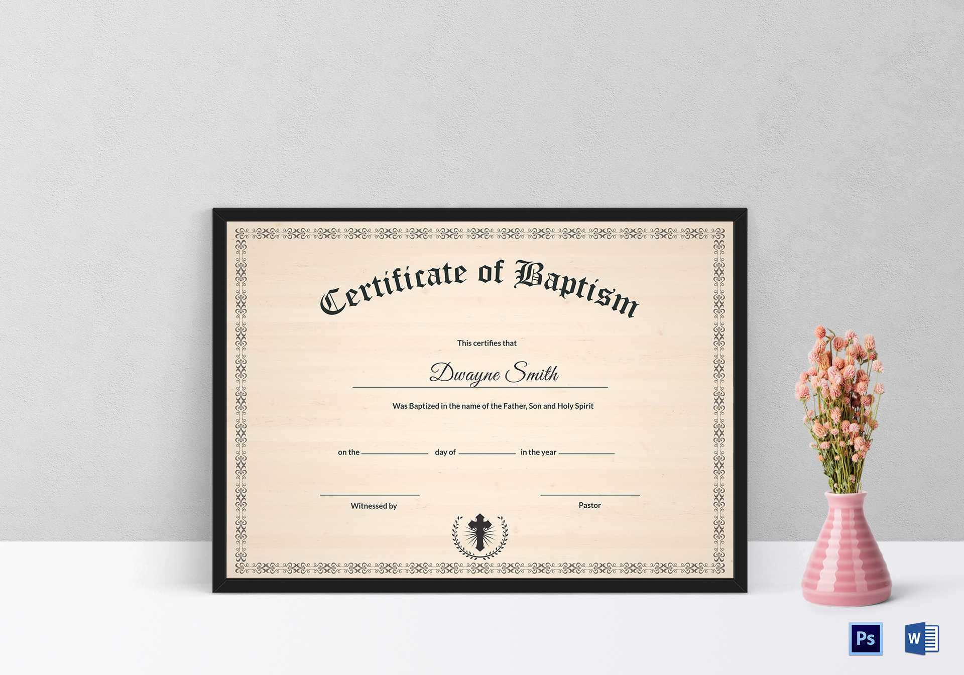 Baptism Certificate Template Within Baptism Certificate Template Word