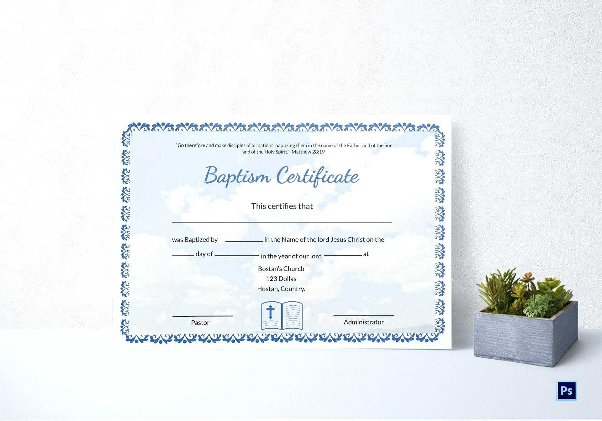 Baptism Certificate Template Word – Heartwork Within Baby Christening Certificate Template