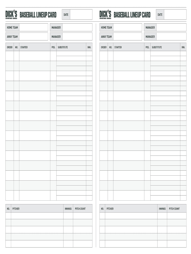 Baseball Lineup Card – Fill Online, Printable, Fillable Regarding Baseball Lineup Card Template