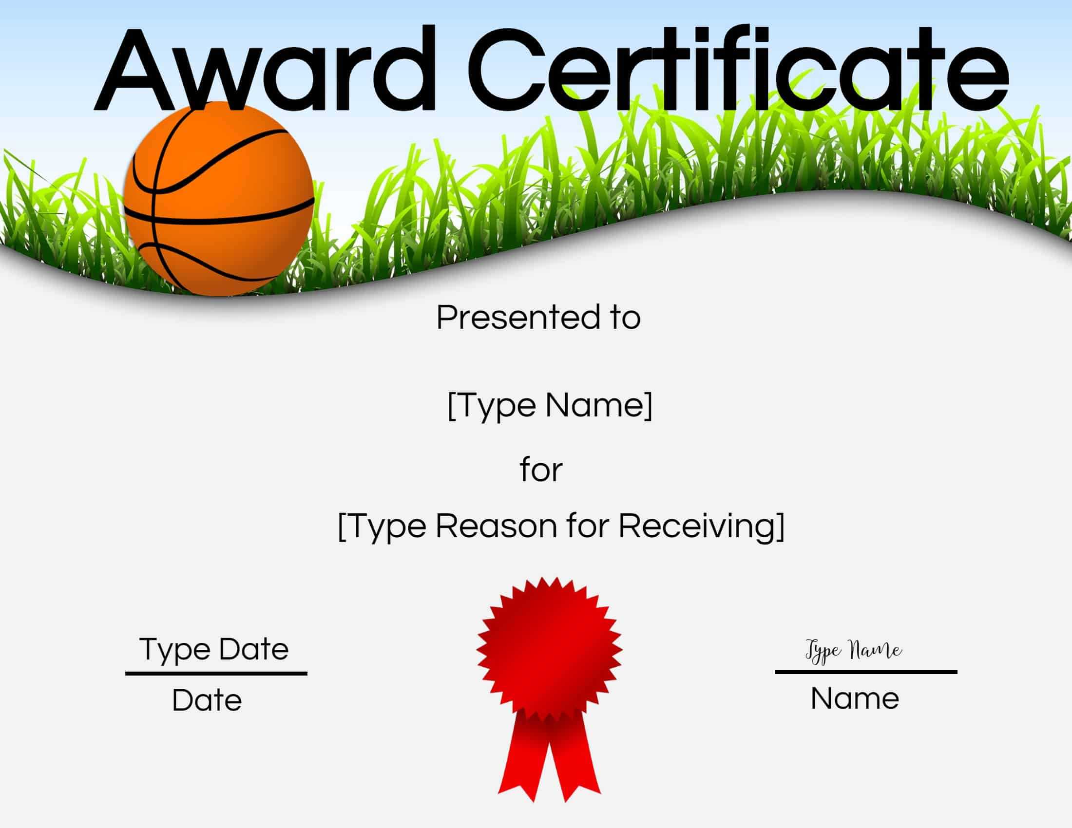 Basketball Certificates Intended For Sports Award Certificate Template Word