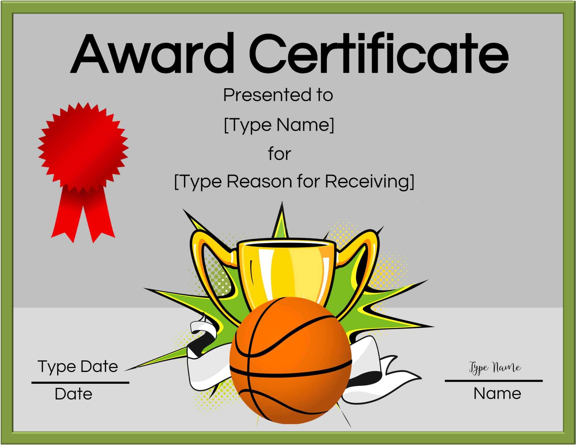 Basketball Certificates Regarding Sports Award Certificate Template Word