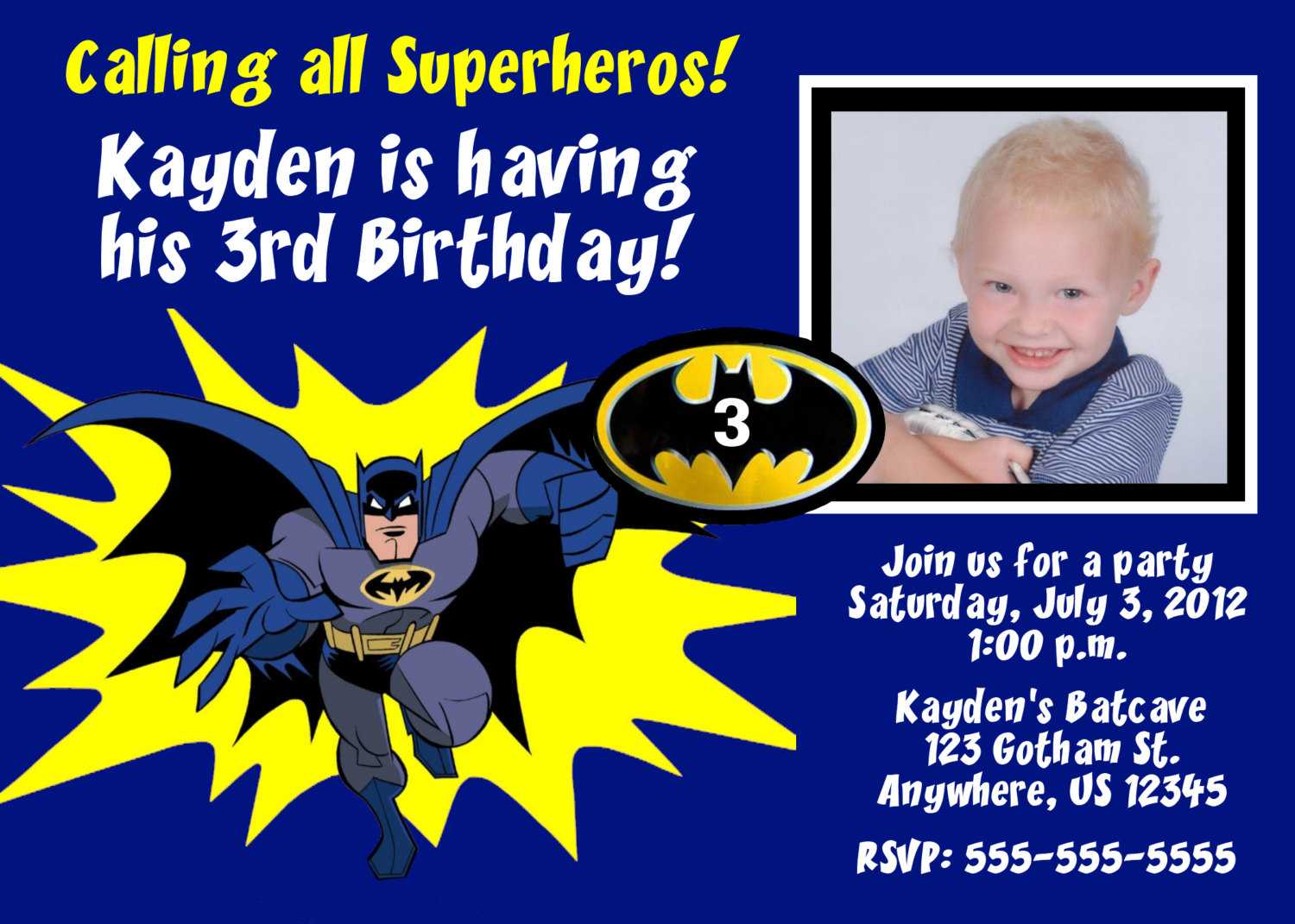 Batman Birthday Invitations Templates Ideas : Batman And With Regard To Batman Birthday Card Template