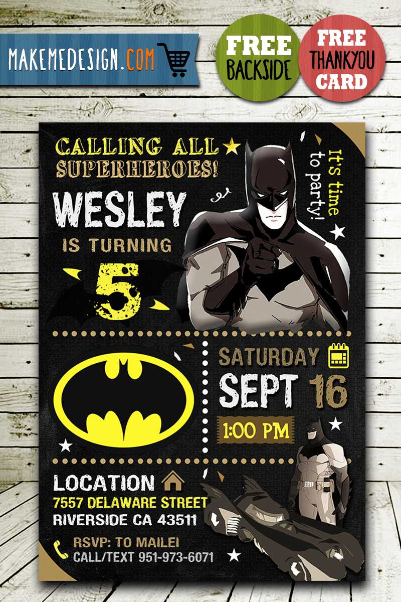 Batman Invitations Printables, Batman Invite, Batman Birthday Party, Batman  Printable, Diy For Batman Birthday Card Template