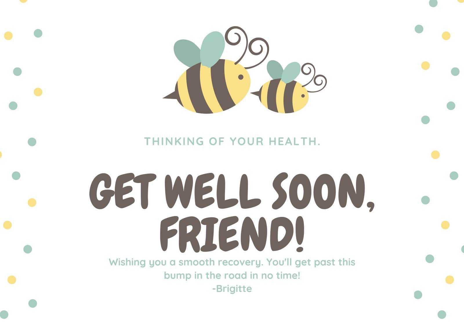 Bee Illustrated Get Well Soon Card – Templatescanva Within Get Well Card Template