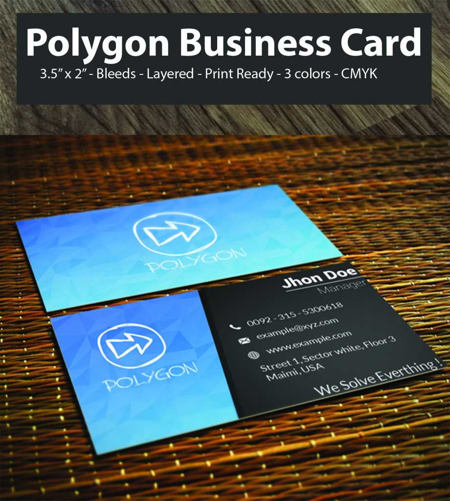 Best Free Polygon Business Card Psd | 3 Color | 2 Sided Regarding Photoshop Business Card Template With Bleed