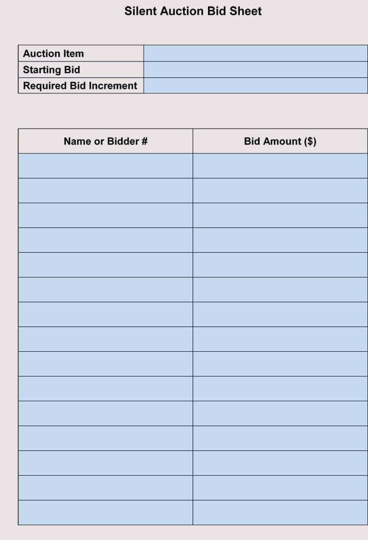 Best Silent Auction Bid Sheet Printable | Harris Blog Within Auction Bid Cards Template