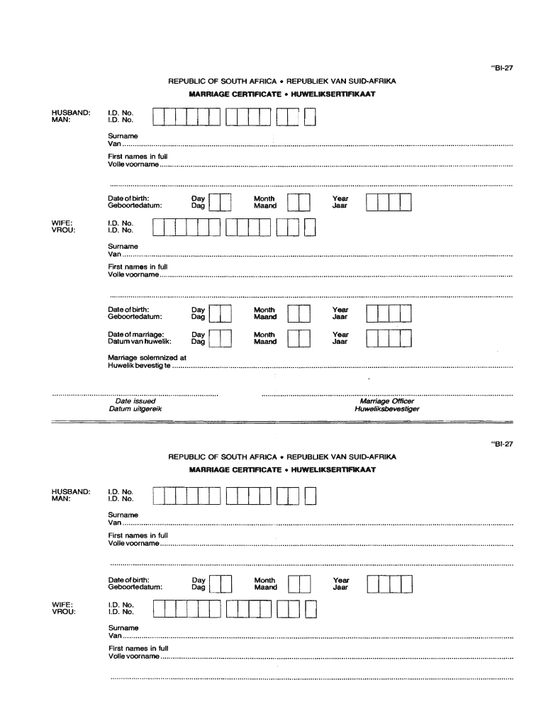 Bi 27 – Fill Online, Printable, Fillable, Blank | Pdffiller In South African Birth Certificate Template