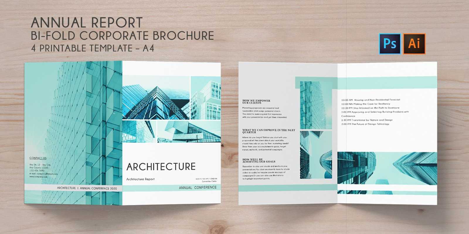 Bi Fold Brochure Annual Conference – 4 Template In 4 Fold Brochure Template