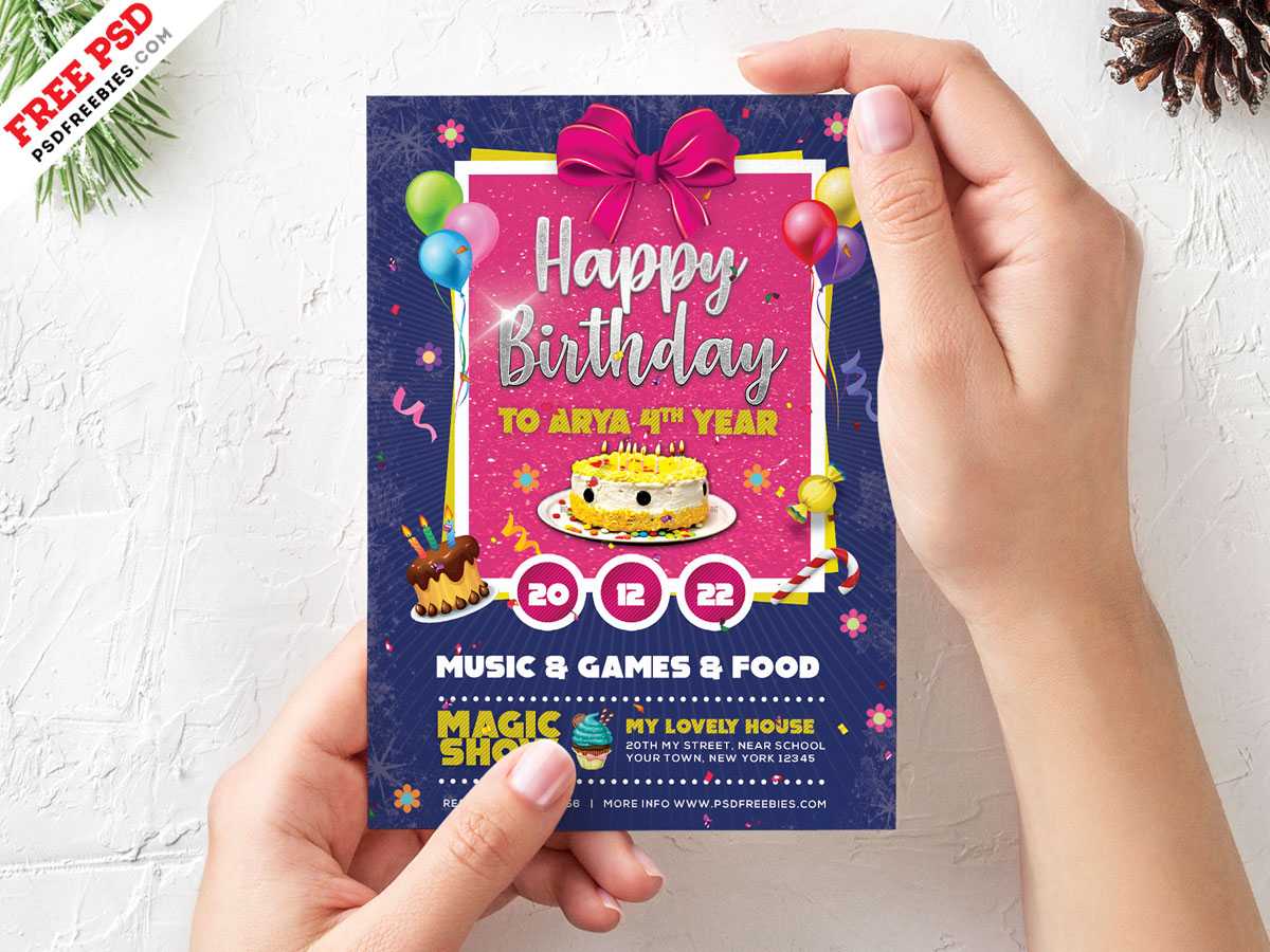 Birthday Card Invitation Template Psd | Psdfreebies In Photoshop Birthday Card Template Free