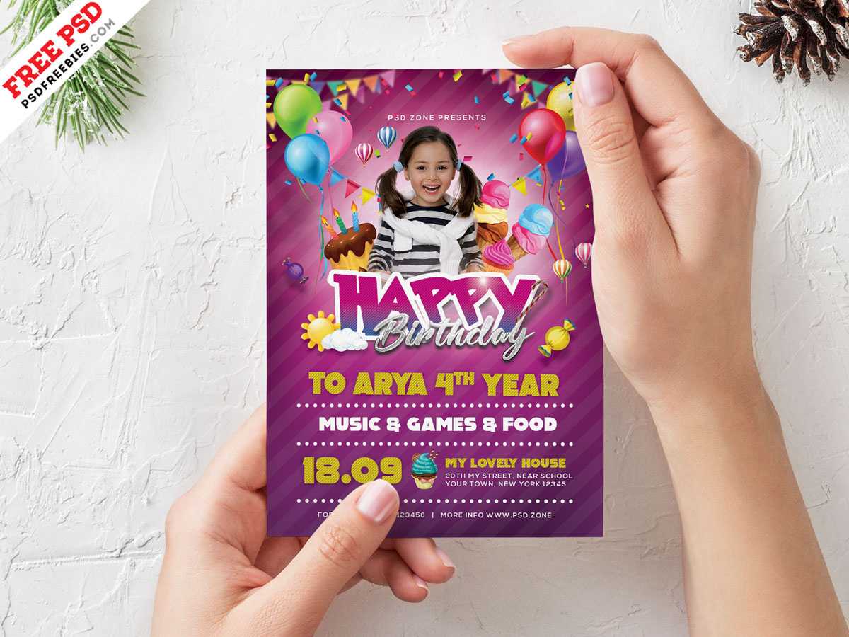 Birthday Party Invitation Card Design Psdpsd Freebies On Regarding Photoshop Birthday Card Template Free