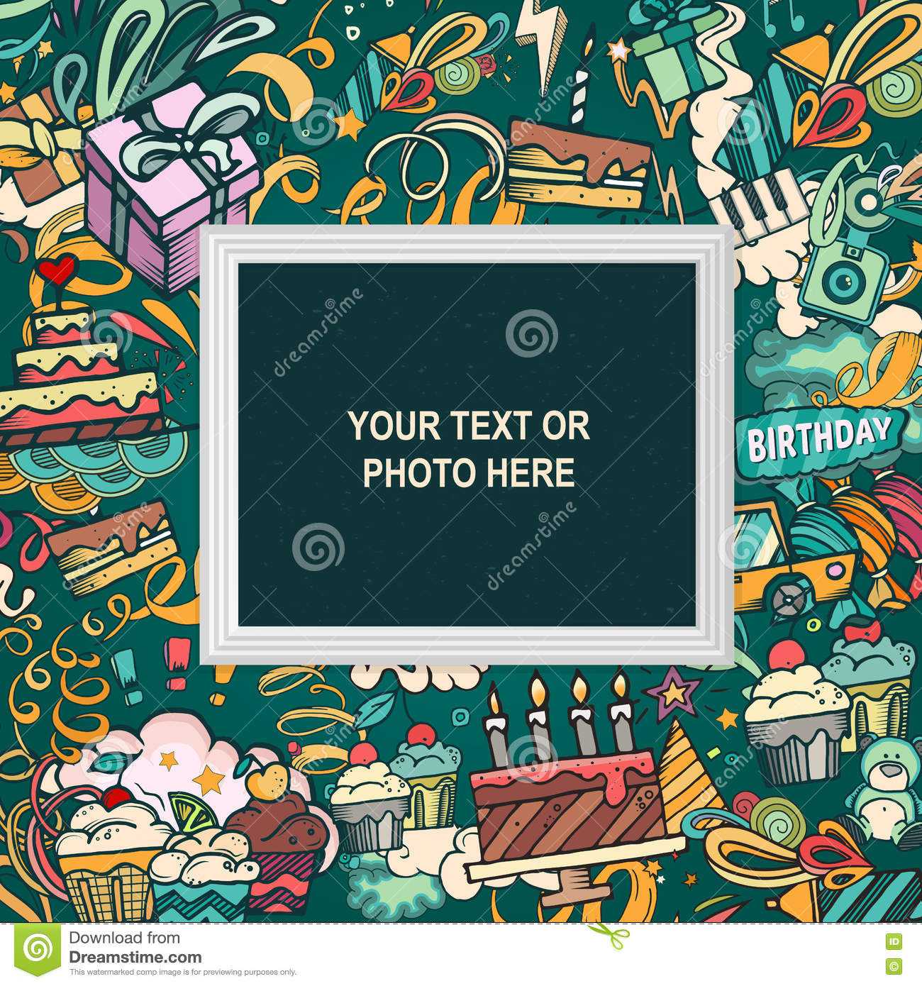 Birthday Photo Frame Stock Vector. Illustration Of Intended For Birthday Card Collage Template