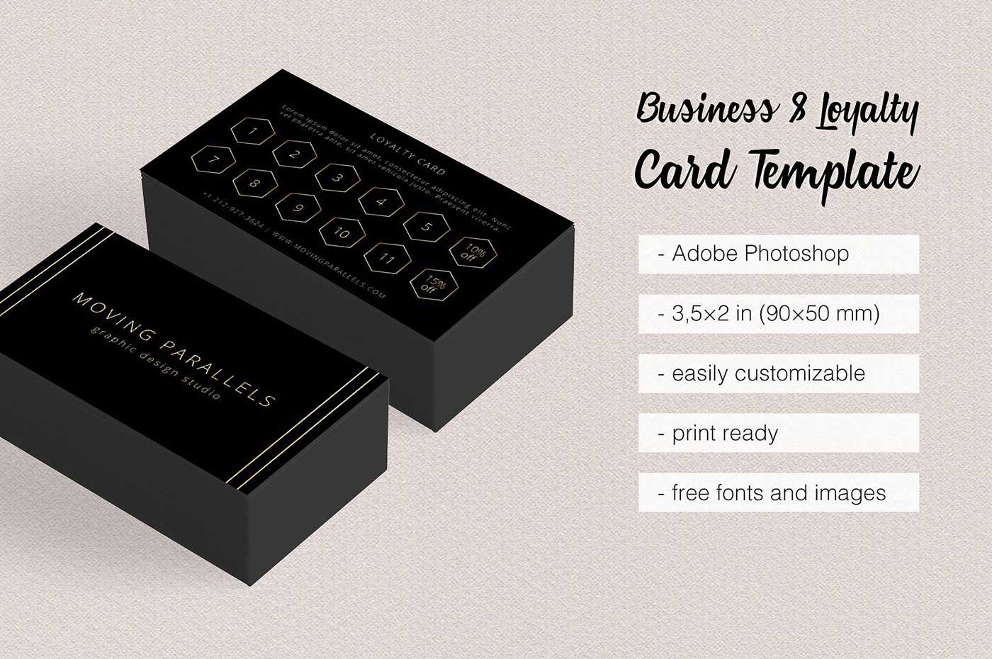 Black Gold Business & Loyalty Cardmoving Parallels On Within Loyalty Card Design Template