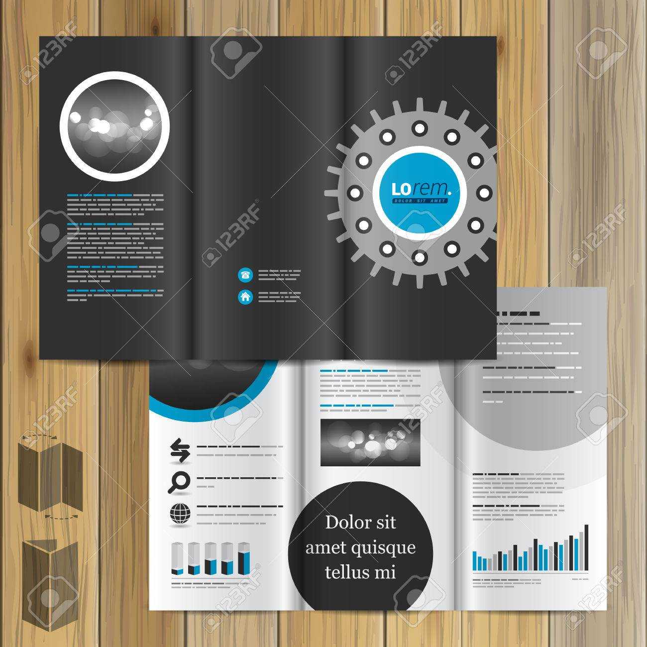 Black Technical Brochure Template Design With Cogwheel. Cover Layout Intended For Technical Brochure Template