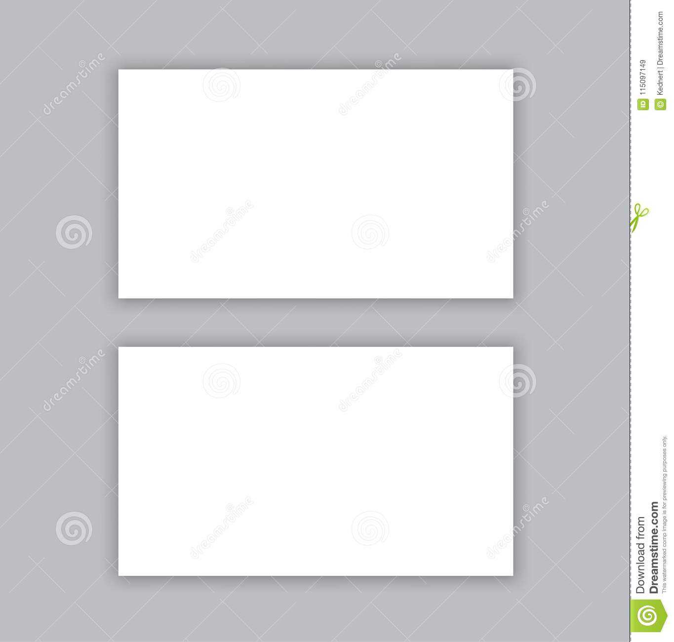 Blank Business Card With Shadow Mockup Cover Template. Stock Inside Plain Business Card Template