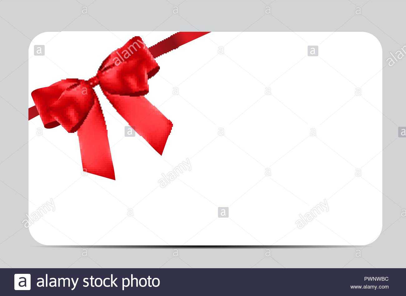 Blank Gift Card Template With Red Bow And Ribbon. Vector With Regard To Present Card Template