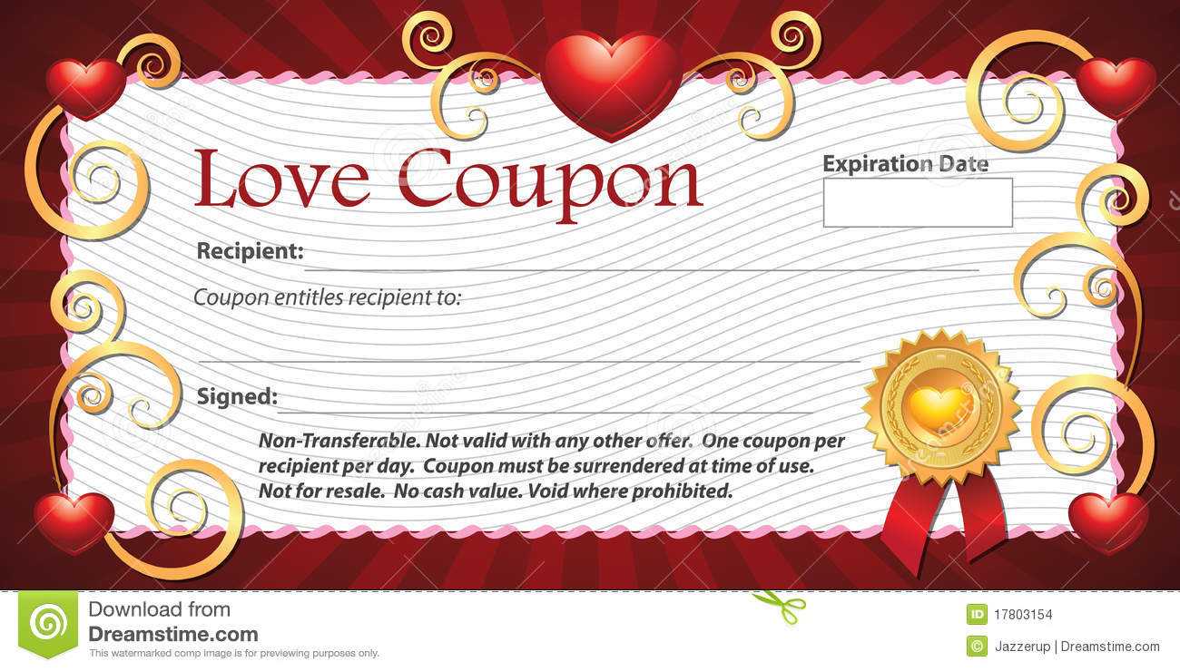 Blank Love Coupon Stock Illustration. Illustration Of In Love Certificate Templates