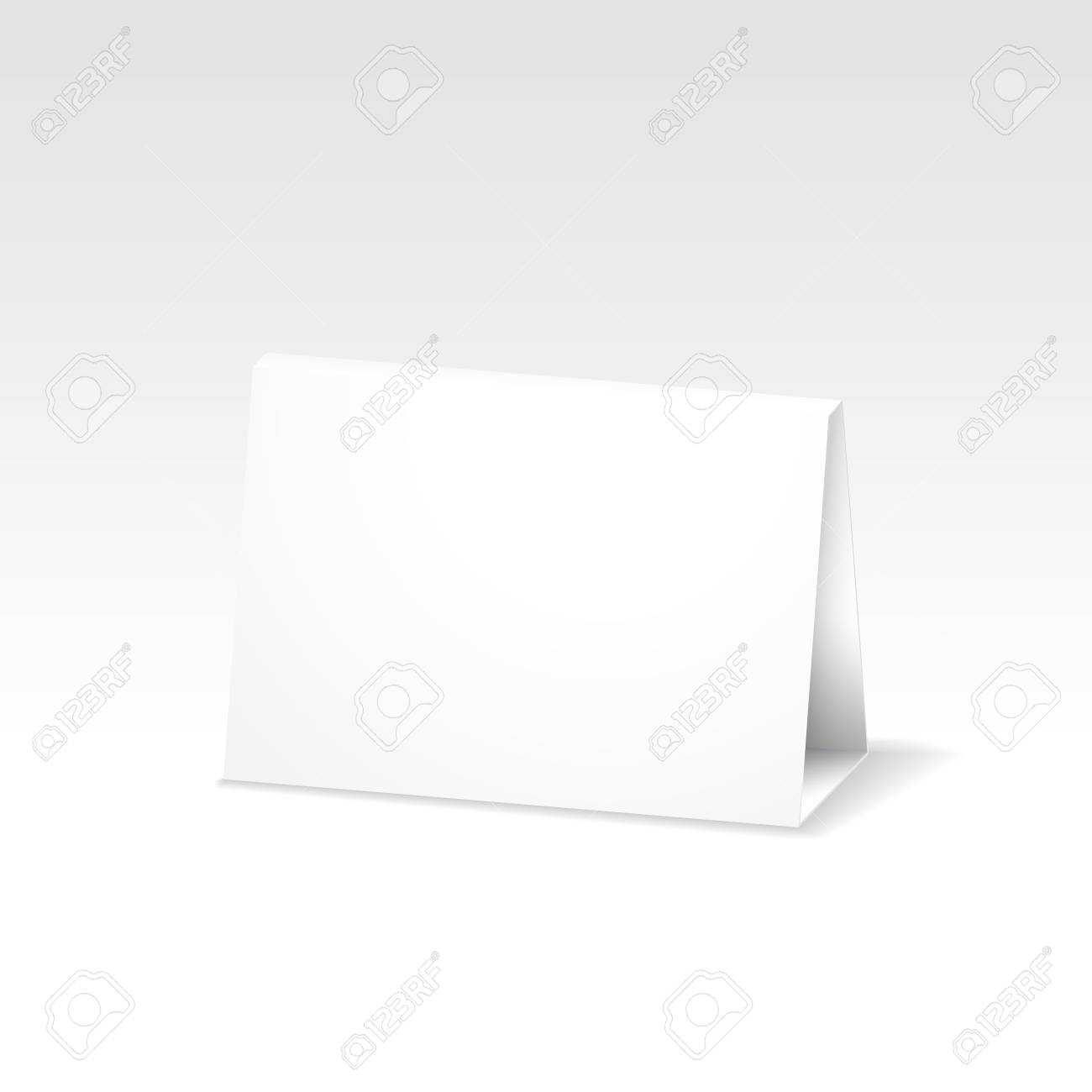Blank White Folded Paper Stand Table Holder Card. 3D Vector Design.. Within Card Stand Template