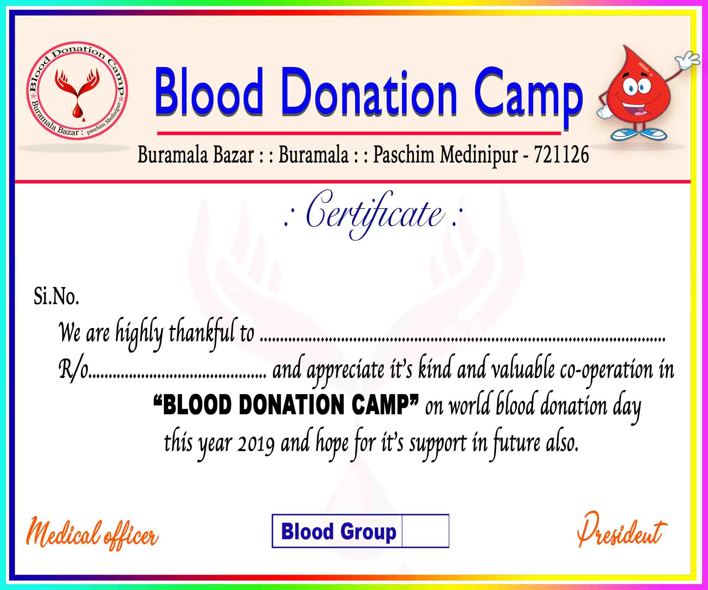 Blood Donation Certificate – Calep.midnightpig.co Regarding Donation Certificate Template