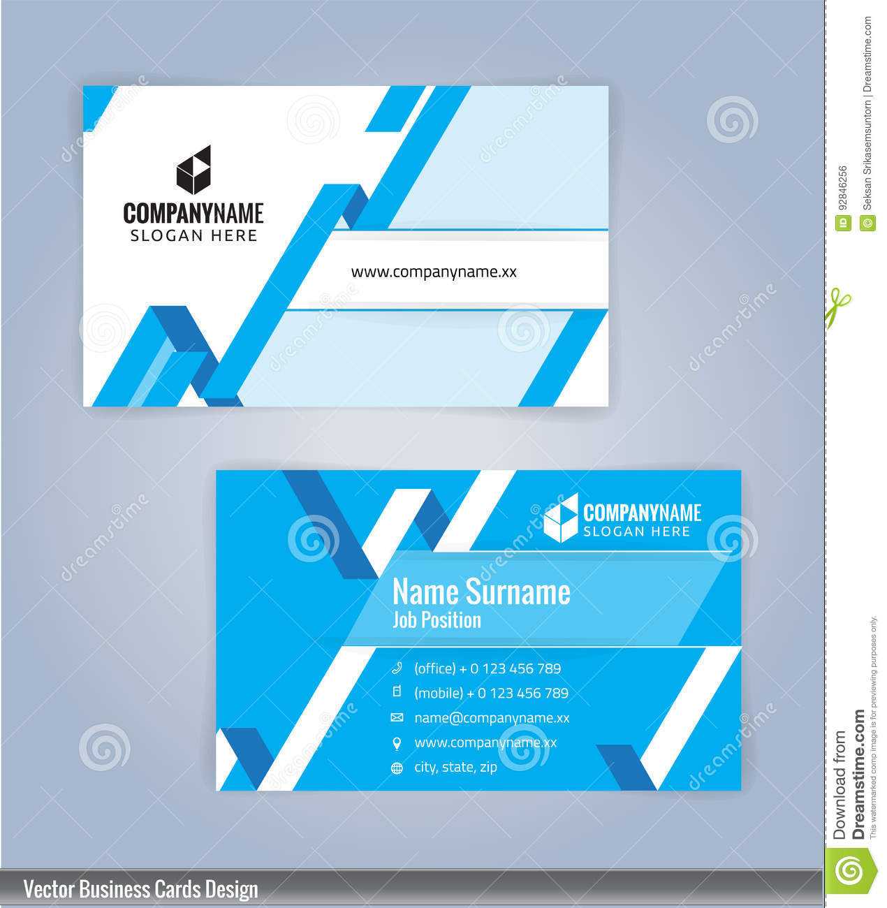 Blue And White Modern Creative And Clean Business Card Intended For Office Max Business Card Template