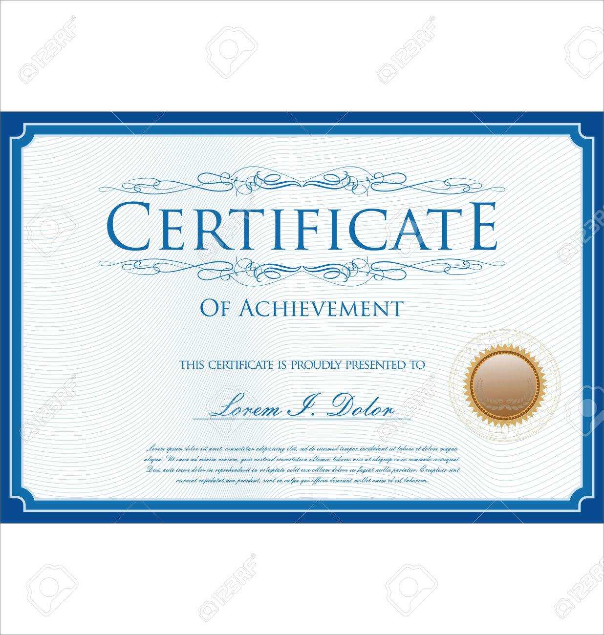 Blue Certificate Or Diploma Template Regarding Dance Certificate Template