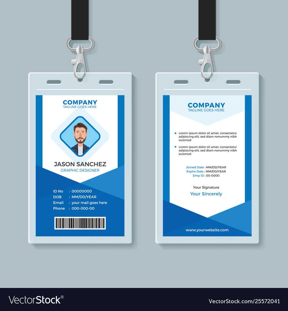Blue Employee Identity Card Template Throughout Personal Identification Card Template