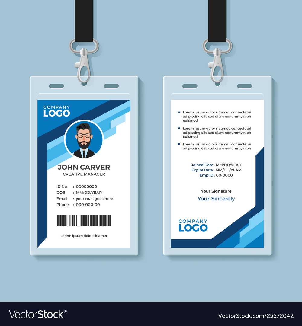Blue Graphic Employee Id Card Template Throughout Media Id Card Templates