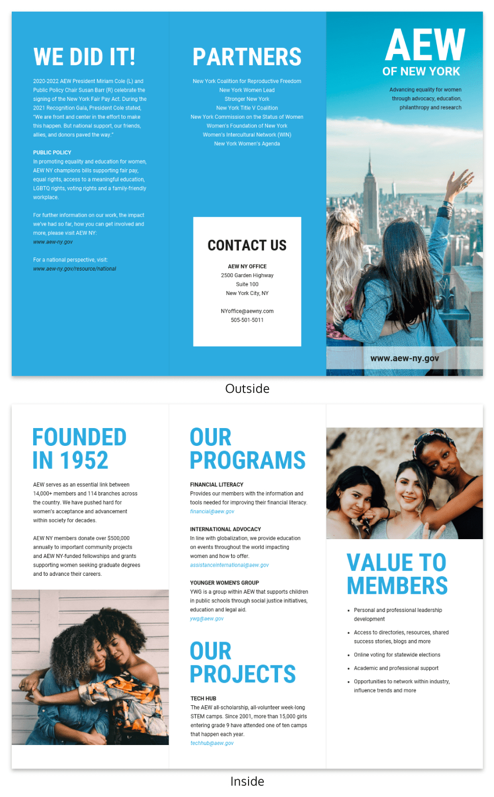 Blue Non Profit Tri Fold Brochure Template With Membership Brochure Template