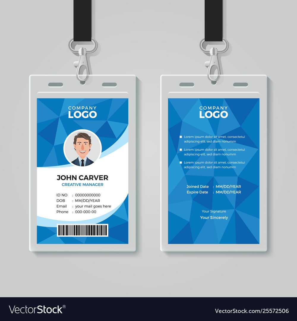 Blue Polygon Office Id Card Template Regarding Personal Identification Card Template