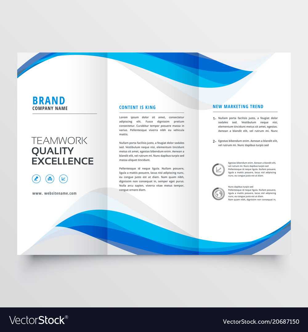 Blue Wavy Business Trifold Brochure Template Inside Tri Fold Brochure Template Illustrator Free