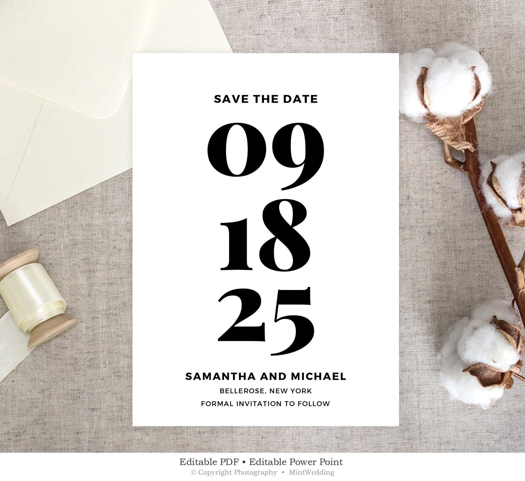 Bold Save The Date Card Printable, Wedding Save The Date Template, Black  And White Save The Date, Classic Wedding Instant Download Sd5 Throughout Save The Date Powerpoint Template