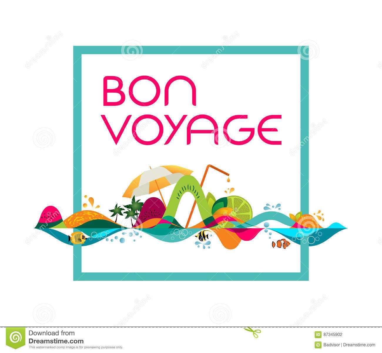 Bon Voyage – Banner, Vector Template Illustration Stock In Bon Voyage Card Template