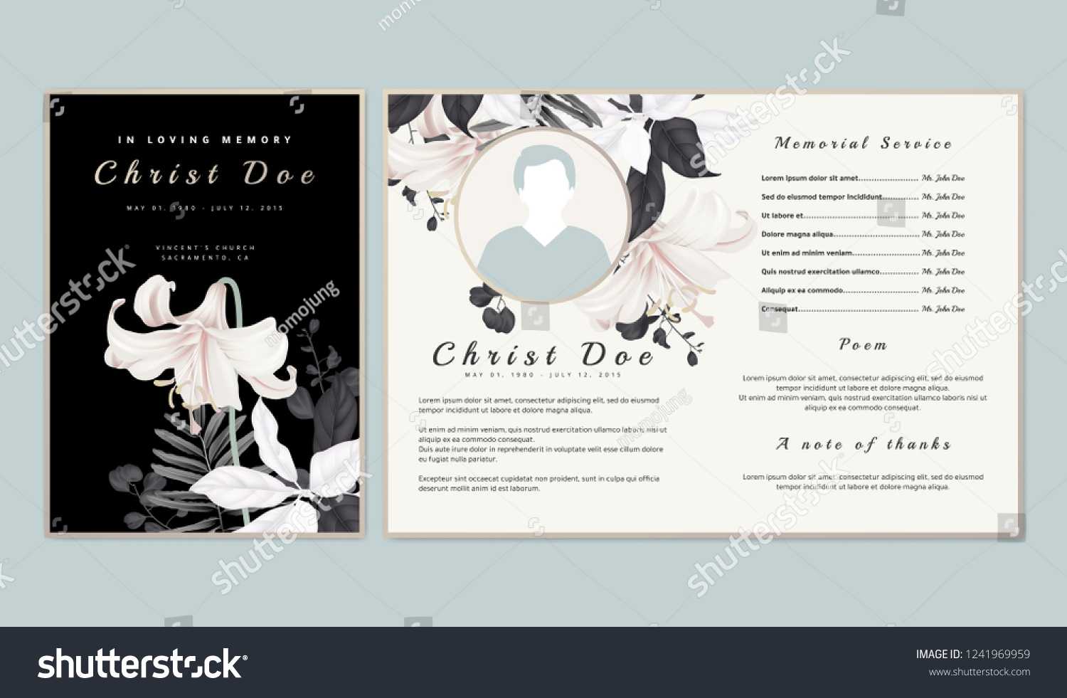 Botanical Memorial Funeral Invitation Card Template | Nature Throughout Funeral Invitation Card Template