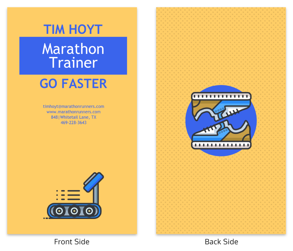 Bright Marathon Trainer Vertical Business Card Template Within Dog Grooming Record Card Template